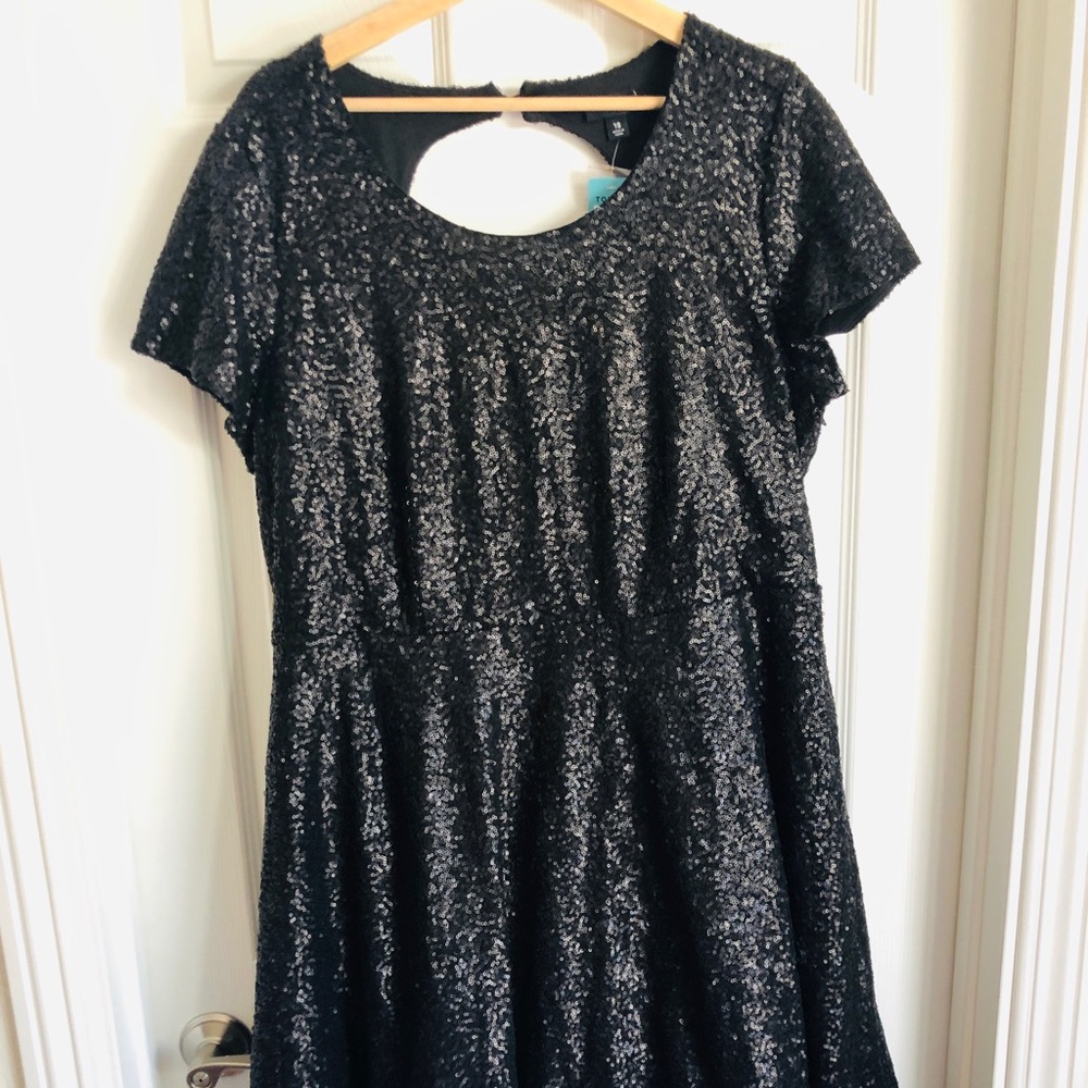 Torrid Sequin Matte Black Dress Size 18